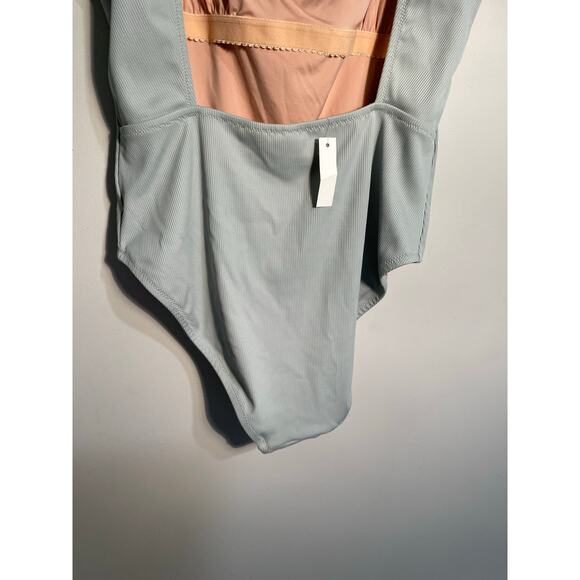 Madewell Second Wave Square-Neck Tank One-Piece Swimsuit Pale Eucalyptus Large - Picture 7 of 12